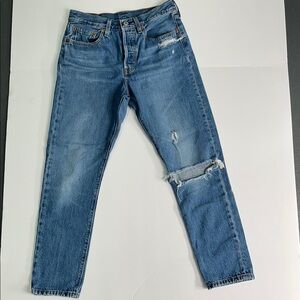 Levi's 501 S Medium Wash Distressed Women’s Skinny Jeans Size 27x28